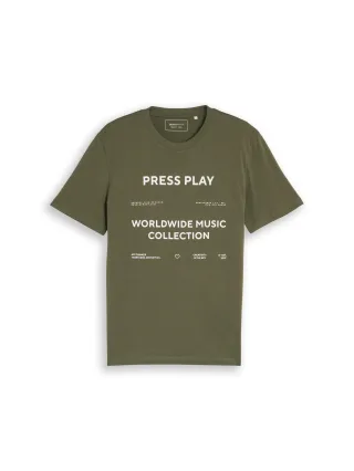 Denim Tom Tailor - T-Shirt mit Print urban olive green - Gr. - XL