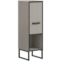 welltime Unterschrank LOCRI, Höhe 101 cm, 1 Tür, 1 offenes Fach, 1 Einlegeboden (1-St., industrial Look mit Rillenoptik & Metall Kufen) Badmöbel, Badschrank, Badkommode, Kommode, Schrank, Bad, Badezimmer