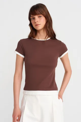 Damen Slim Fit Baumwoll Rundhals T-Shirt