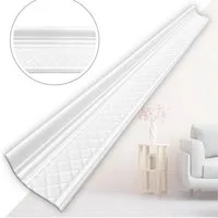 IKHEMalarka Deckenleiste Stuckleisten aus XPS Polystyrol – weiße Zierleisten 1 Meter, Kleben Montagekleber (z. B. Pattex DK Flex 1000), 1 Stück = 1 Meter Länge, 1-St., 1 Zierleiste, 1 Meter Länge, Styropor Leisten für Deckenstuck & Wanddeko