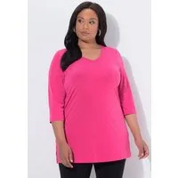 Ulla Popken Longshirt Longshirt A-Linie V-Ausschnitt 3/4-Arm