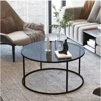 en.casa Couchtisch, »Kolari« Wohnzimmertisch 45xØ80cm rund Metall Rauchglas