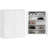 mokebo Schuhschrank Schuhschrank 'Der Concierge' (74x95 cm, mit 2 Türen und 4 Einlegeböden) Schuhregal, Flurschrank oder Sideboard aus Holz in Weiß