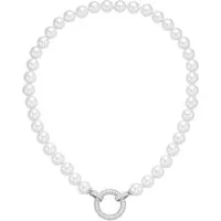 Firetti Perlenkette Schmuck Geschenk Silber 925 Halsschmuck Halskette Glitzer, mit Zirkonia (synth) - mit Muschelperle