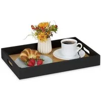 relaxdays Tablett Rechteckiges Tablett aus Bambus, Bambus