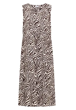CECIL - Midikleid mit V-Neck und Zebraprint brown cacao - Gr. - L