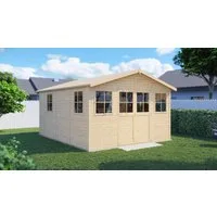 BERTILO Gartenhaus Workshop Carpenter naturbelassen, BxT: 364x459 cm, Großes Gartenhaus aus exakt vorgefertigten Elementen