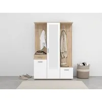 Home affaire Kompaktgarderobe Martin Flurgarderobe, Dielenschrank, Flurmöbel, Breite 134 cm Schuhschrank, mit Spiegel, in modernen Farben, mit 10 Haken