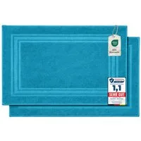 Komfortec Badematte Badvorleger aus 100% Baumwolle, 50x70 cm Duschvorleger, Waschbar Duschmatte, Frottee, Rechteckig, 600 g/m², 2er Set, Saugfähig & Schnelltrocknend