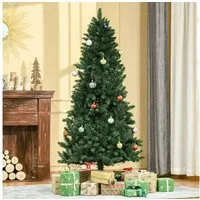 HOMCOM Künstlicher Weihnachtsbaum künstlich Christbaum 180 cm mit 59 Zapfen, Schnee, 1111 Spitzen, Kieferbaum, realistisches Aussehen, Grün