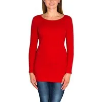 Alkato Langarmshirt Alkato Damen Langarm Longshirt Langarmshirt Tunika Basic Shirt