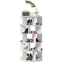 Merax Schuhregal, Standregal mit 5 Ebenen, Schuhschrank drehbar, Ecke Schuhablage