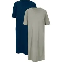 bonprix Shirtkleid (Packung, 2-tlg) für Alltag, mit Rundhalsausschnitt, Kurzarm, Oversize Passform