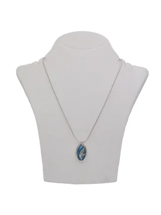 Steuer Modeschmuck Kette Halskette, silberfarben, mit Anhänger Libelle