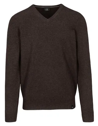 COMMANDER Finest Clothing - V-Pullover 1/1 Arm, uni coffee mel. - Gr. - M