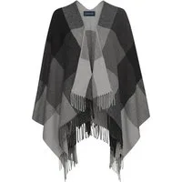 Highmoor Poncho Karo-Cape mit Fransen