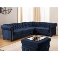 S-Style Möbel Ecksofa Chesterfield mit Schlaffunktion Cleo Blink Samt mit Kristallsteppung, mit Wellenfederung