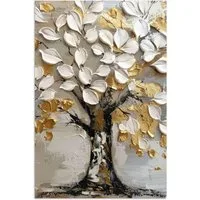 MuchoWow Poster Baum - Beige - Grau - Gold - Abstrakt, (1 St), Poster ohne Rahmen, Wandbild, Wandposter, 20x30 cm