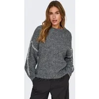 JDY Rundhalspullover JDYZOEY LIFE L/S ON STITCH PULL KNT NOOS mit dekorativen Ziernähten