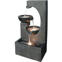 Dehner Gartenbrunnen Lorca, mit warmweißer LED-Beleuchtung, ca. 45 x 81 x 32 cm, Polyresin, 45 cm Breite, moderner Outdoor-Brunnen im Komplettset inkl. Pumpe und Trafo
