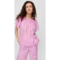 s.Oliver Kurzarmbluse Bluse Gemusterte Bluse im Relaxed Fit mit Smok-Detail
