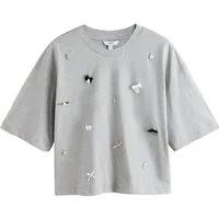 Next T-Shirt Kurzärmeliges T-Shirt mit funkelnden Anhängern (1-tlg)