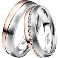 DOOSTI Trauring Schmuck Geschenk Edelstahl Trauring Ehering Partnerring LIEBE, wahlweise mit oder ohne Zirkonia