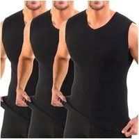HERMKO Unterhemd 3050 (Pack, 3er) 100 % Bio-Baumwolle Muskelshirt V-Ausschnitt Basic hergestellt in EU