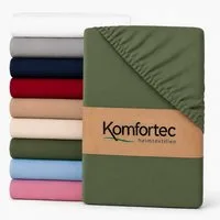 Komfortec Spannbettlaken Boxspringbett bis 15cm - 30cm Matratzenhöhe, Mikrofaser, Gummizug: Rundum, (1 Stück), 90x200 cm, Rot