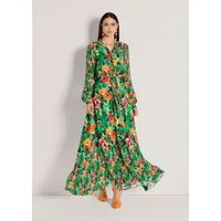 MADELEINE Maxikleid Stretchkleid mit Blumenmuster Maxikleid mit V-Ausschnitt, Bindeband und Langarm