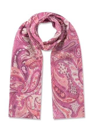 Schal aus recyelter Polyesterware mit gedrucktem Paisleymuster pink - Gr. - one size