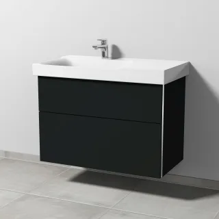 Sanipa 3way Waschtischunterbau zu Geberit Xeno2 Waschtisch mit 2 Auszügen, Vulkan-Matt BP6621V