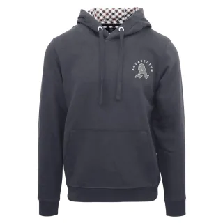 Aquascutum - Kapuzenpullover für Herren, Kängurutasche, Langärmlig (Schwarzgrau)