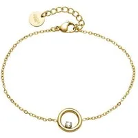JEWLIX Edelstahlarmband Schlicht in Gold mit rundem Schmuckelement und Zirkonia B5283-G