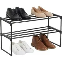 relaxdays Schuhregal Metall, schwarz, 2 Ebenen, 68 cm