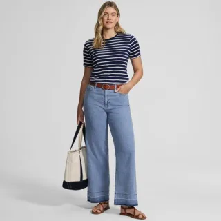 Recover Jeans High Waist mit weitem Bein, Damen,  Blau, by Lands' End