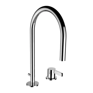 LAUFEN 2-Loch-Waschtischmischer Kartell LAUFEN Schwenkauslauf Ausladung 166 mm mit Ablaufventil chro H3113320042211