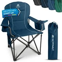 Nordmut Campingstuhl Klappstuhl faltbar, Outdoor Strand Angeln Garten, 200 kg, Armlehne (Spar-Set, 1 St), Kühltasche, Getränkehalter, breite Sitzfläche, gepolstert, wetterfest