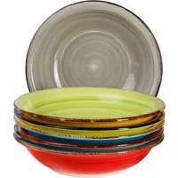 MamboCat Suppenteller 6er Set Essteller tief Malaga Snaily bunt