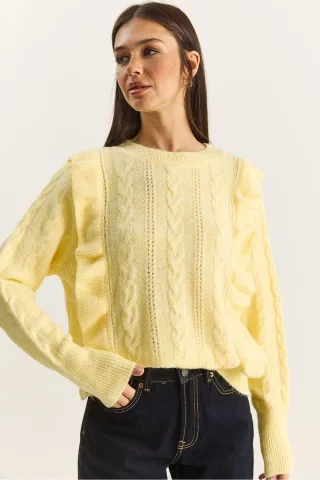 Texturierter Rundhals-Pullover