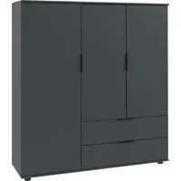 Wimex Wäscheschrank Easy Plus Kleiderschrank Garderobe 2 Schubladen, 81 oder 130cm breit in verschiedenen Farben, moderne Optik mit schwarzen Metallgriffen