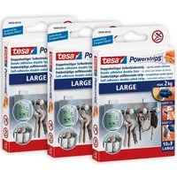 tesa Klebehaken POWERSTRIPS Doppelseitige Klebestreifen, (Spar-Set, 30-St., 3 x 10 tesa Powerstrips® Large), Klebepads mit max. 2 kg Haltekraft - 3er Pack - je 10 Stück