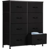 DUMOS Stoffschrank Kommode mit 8 Schubladen Ideal für Schlafzimmer Wohnzimmer (Schwarz)