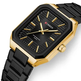 CURREN Fashion Rectangular Business Watches for Men Waterproof Luminous Hands Stainless Steel Simple Vintage Quartz Wris