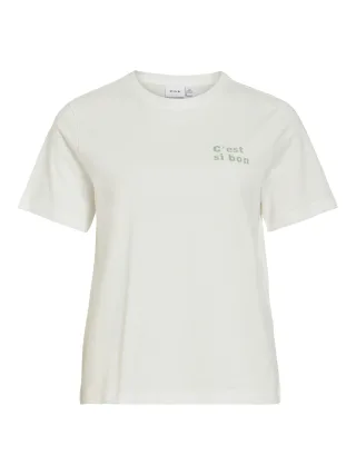 VILA - VISYBILLA BON O-NECK S/S T-SHIRT/LC/PB Snow White - Gr. - XL