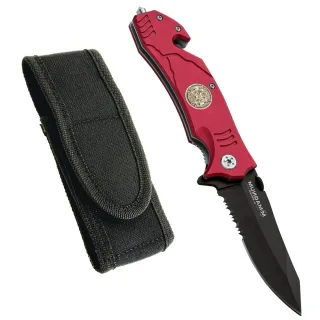 Vorteilspreis-Bundle "Rettungsmesser mit Holster" | MAGNUM Rettungsmesser mit Emblem | Cordura Messerholster | Feuerwehr-Geschenk