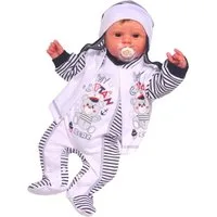 La Bortini Strampler Baby Anzug 3Tlg Strampler Hemdchen Mütze mit Anker und Bär aus reiner Baumwolle, 44-50 56 62 68 74 80 in weiß blau