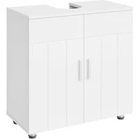 EUGAD Waschbeckenunterschrank (1-St) Landhausstil, MDF, 60x60x30 cm, Weiß