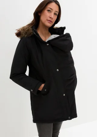 bonprix 3-in-1 Funktions-Umstandsjacke und Tragejacke, schwarz, Gr.44, Funktionale Umstandsjacke mit Tragefunktion und Tunnelzug