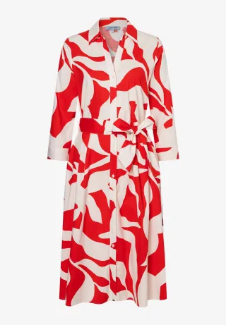 MORE & MORE - Hemdblusenkleid mit Print rot - Gr. - 40